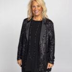 JOSEPH RIBKOFF - Veston à Paillettes au Revers en Satin  (T244916)