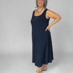 SYMPLI - Robe Ajustée et Évasée à Encolure Carrée(28199)