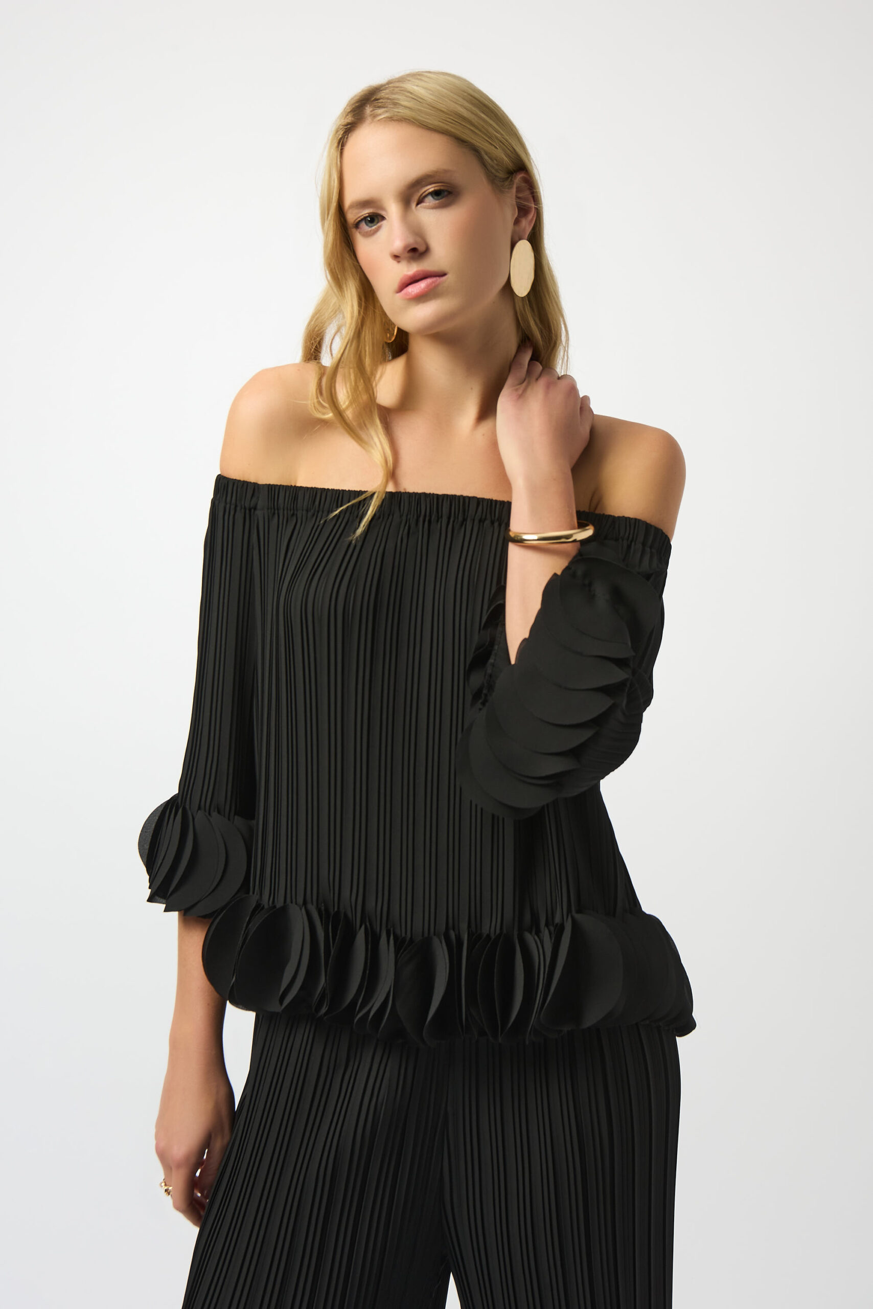 JOSEPH RIBKOFF - Georgette Off Shoulder Pleated Top (T253939)