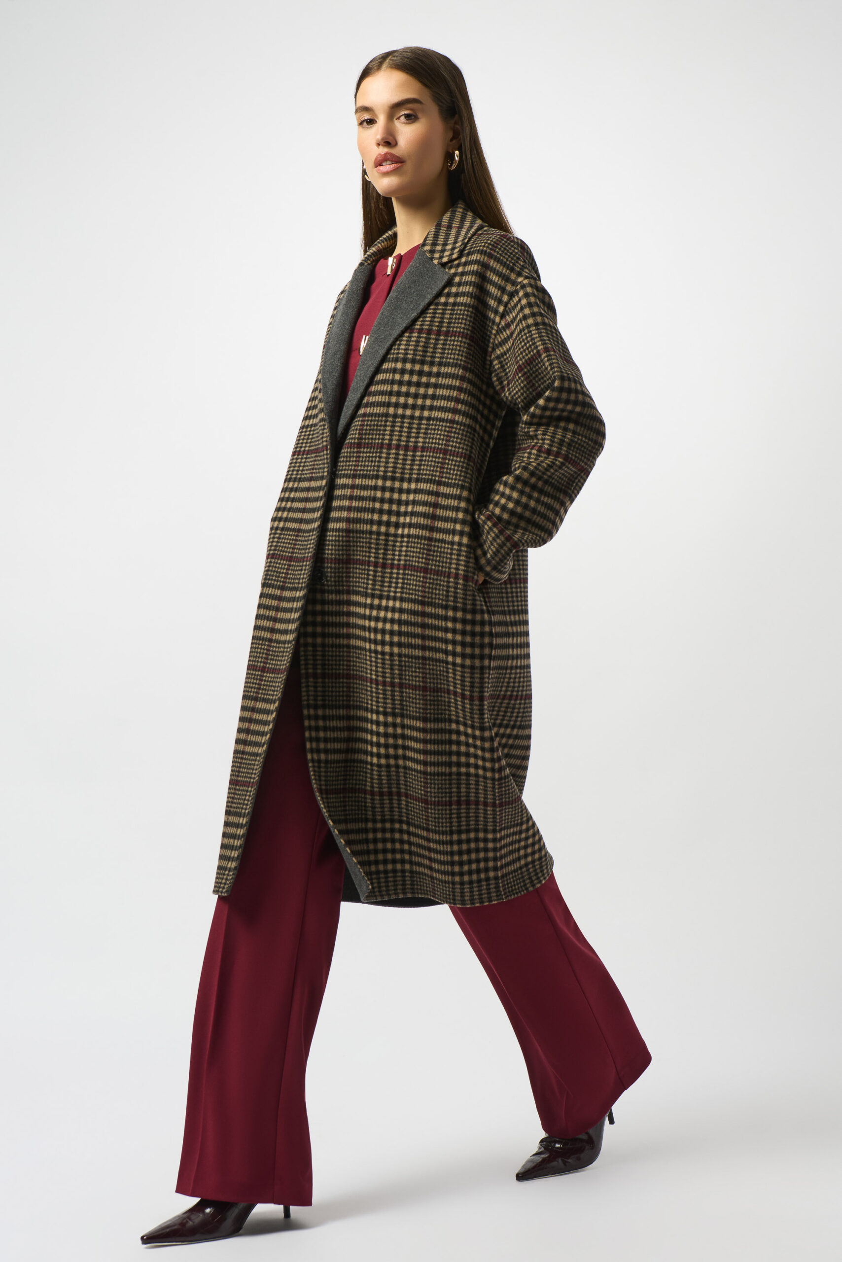 JOSEPH RIBKOFF - Wool Blend Plaid Double-Faced Coat (253946)