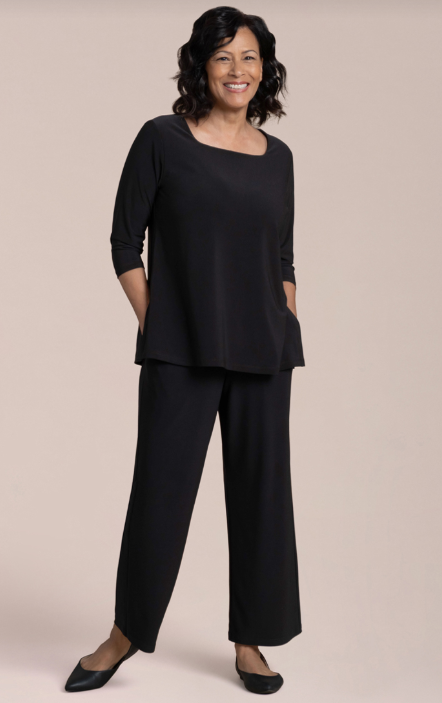 SYMPLI - Soft Square Neck Top 3/4 Sleeve Plus (22370)