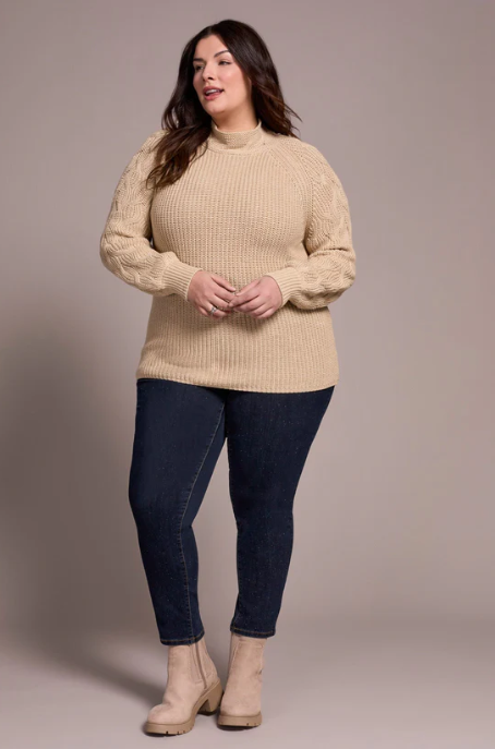 TRIBAL - Cable Knit Mock Neck Sweater (2256V/576)