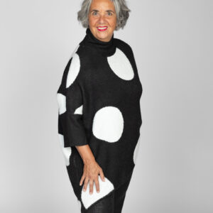 FUNSPORT - Pull "High-Low" à Pois à Col Montant et Manches Raglan (253A10)