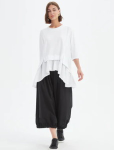 TIRELLI - TUNIQUE À VOLANT TISSUS MIXTES (25A3746)