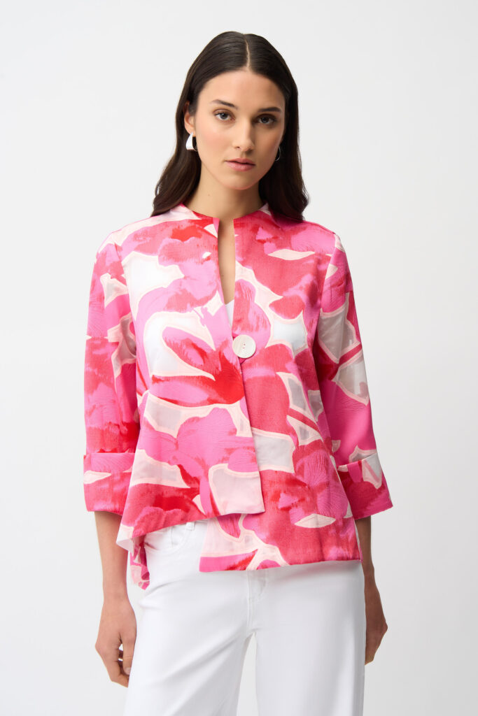 JOSEPH RIBKOFF - Novelty Jacquard Floral Print Swing Jacket