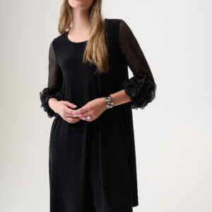 JOSEPH RIBKOFF - Robe Trapèze en Tricot Soyeux et Filet avec Bordure à Volants (261212)