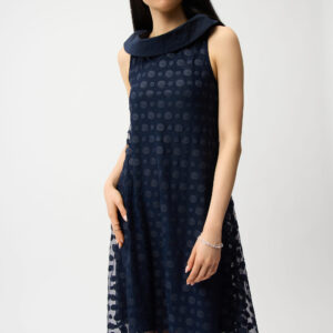 JOSEPH RIBKOFF - Dot Embroidered Mesh Handkerchief Dress With Cowl Collar (261299)