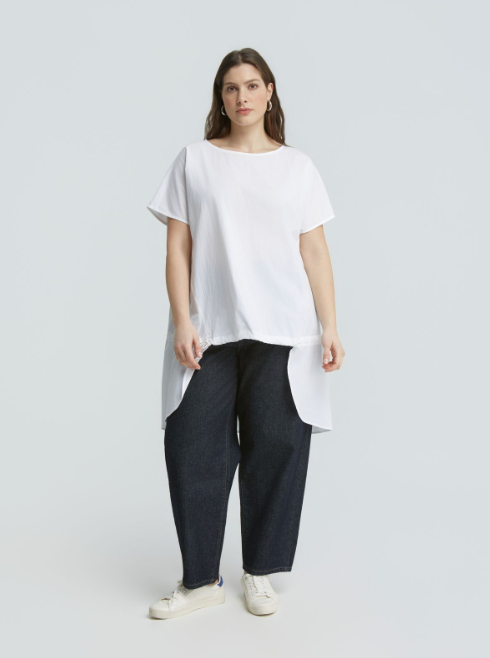 MAT - High-Low Cotton & Poplin T-Shirt With Front Drawstring (8501.1024)