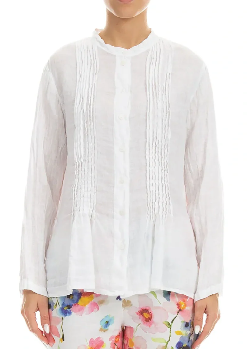 GRIZAS - Pin-Tucked Linen Shirt (52729-L400)