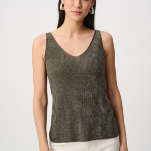 JOSEPH RIBKOFF - Metallic Knitted Camisole with Rhinestones (T-252915F26)