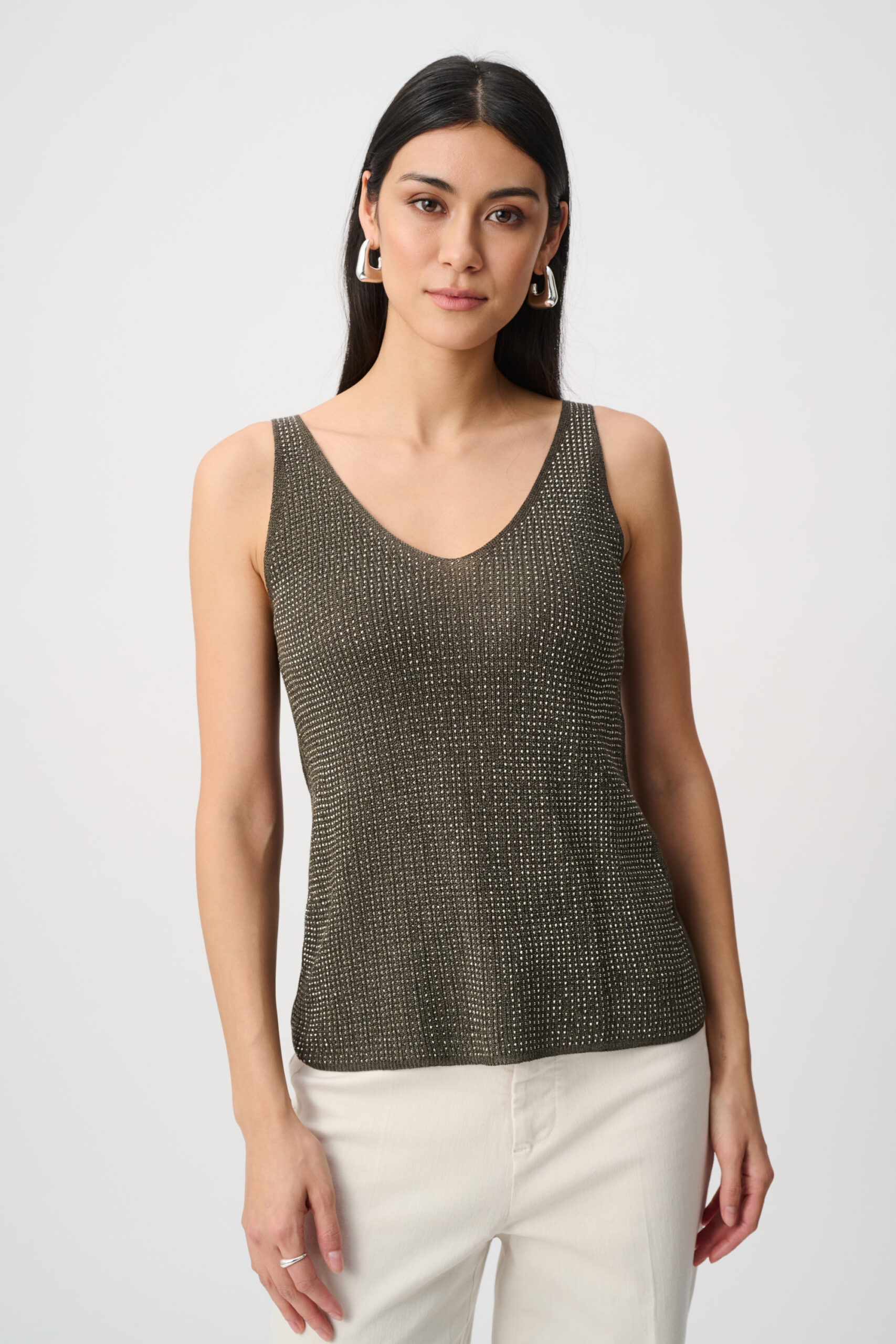JOSEPH RIBKOFF - Metallic Knitted Camisole with Rhinestones (T-252915F26)