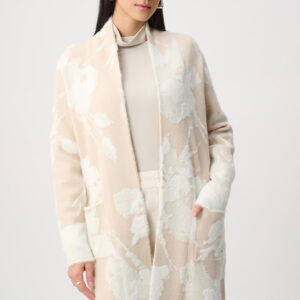 JOSEPH RIBKOFF - Abstract Jacquard Sweater Knit Long Cardigan (253956F26)