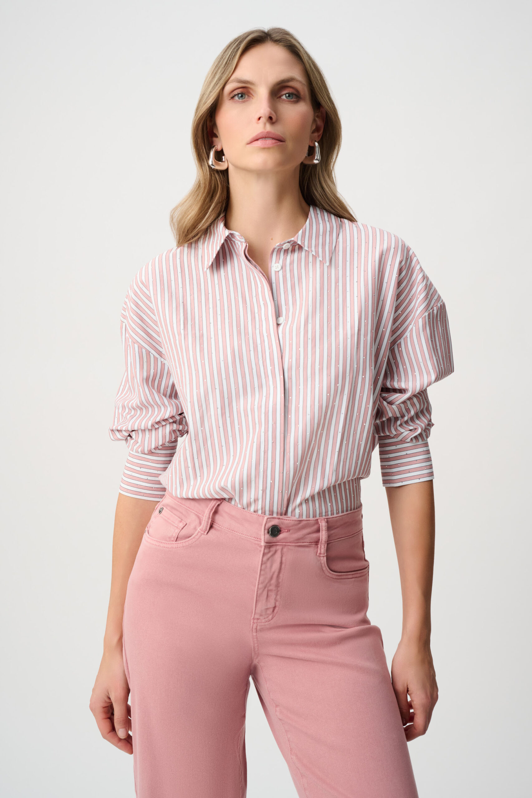 JOSEPH RIBKOFF - Tencel Stripe Print Boxy Blouse (261931F26)