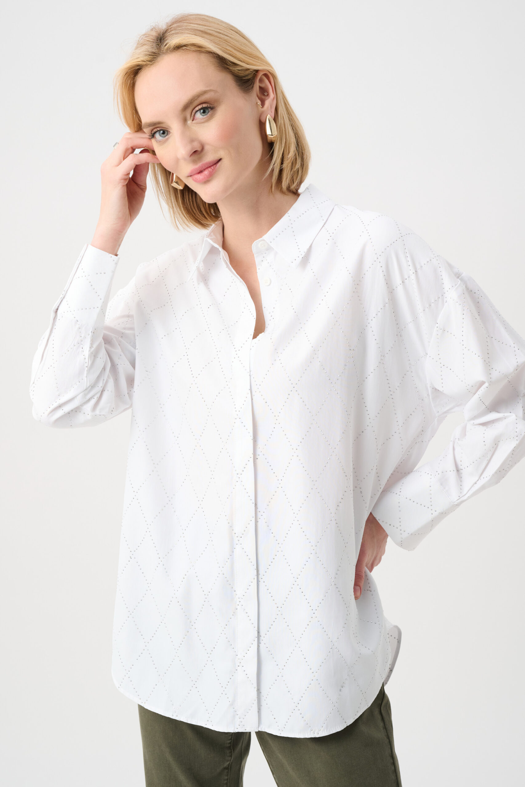JOSEPH RIBKOFF - Tencel Boxy Blouse With All-Over Rhinestone Detail (263922)