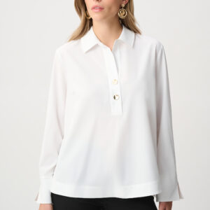 JOSEPH RIBKOFF - Stretch Poplin Shirt-Collar Boxy Top (263928)