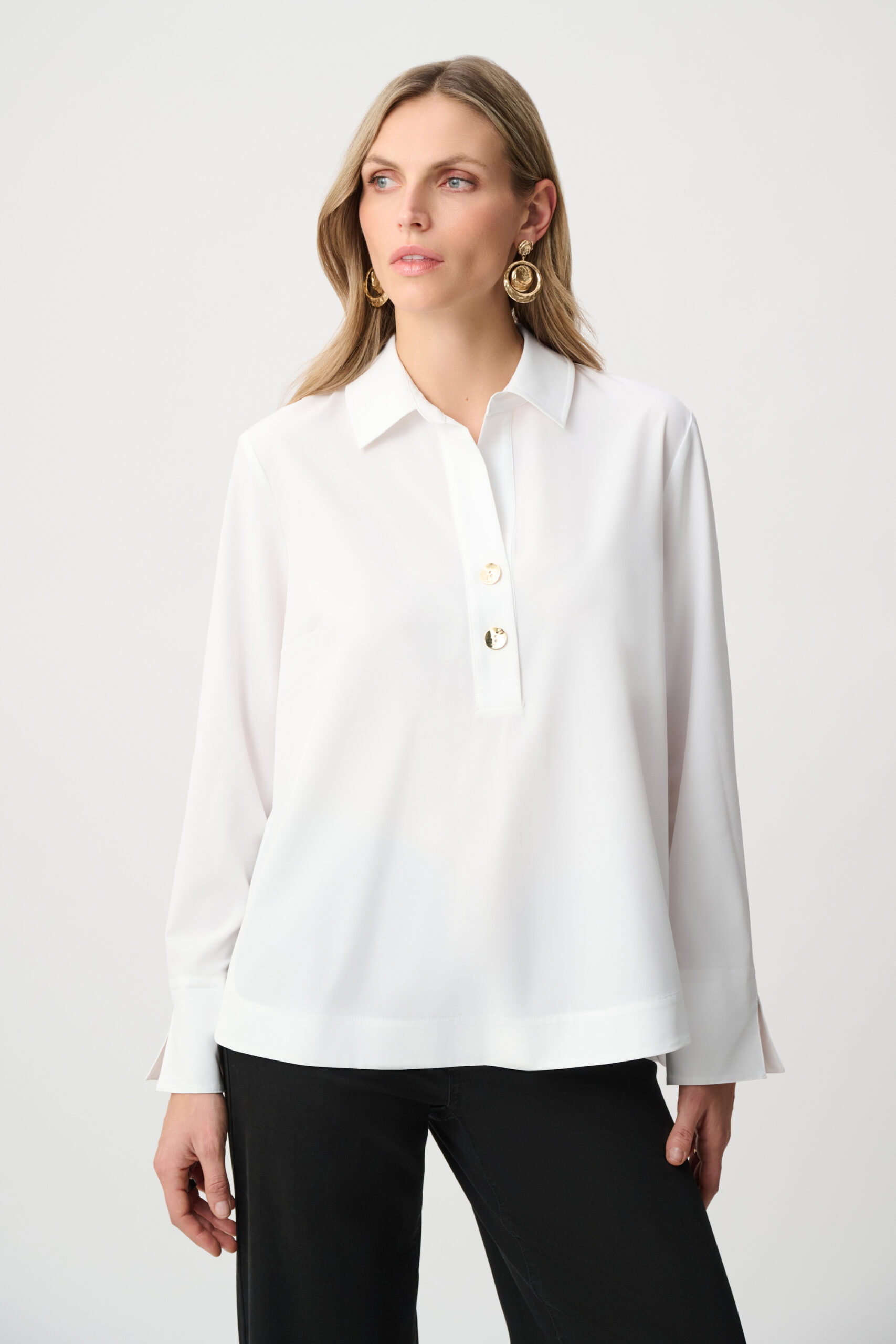 JOSEPH RIBKOFF - Stretch Poplin Shirt-Collar Boxy Top (263928)