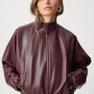 JOSEPH RIBKOFF - Leatherette Mock-Neck Bomber Jacket (T-263971)