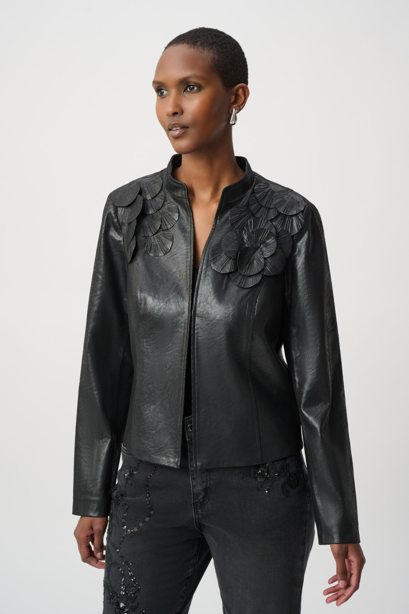 JOSEPH RIBKOFF - Embellished Foiled Suede Jacket (264906)