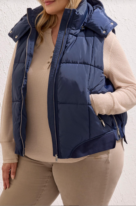 TRIBAL - QUILTED VEST W/REMOVABLE HOOD (2247LV/8272)