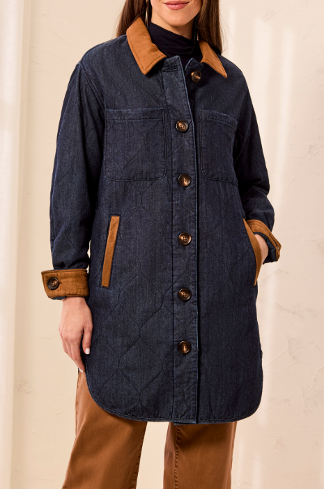 TRIBAL - QUILTED DENIM JKT W/ SUEDE (6237V)