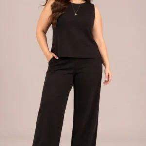 SYMPLI - Soffio Crepe Nu Flared Shell Plus Size Tank (CR21227NBG)