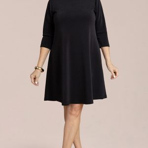 SYMPLI - Soffio Crepe Trapeze Dress 3/4 Sleeve Plus (CR2895G)