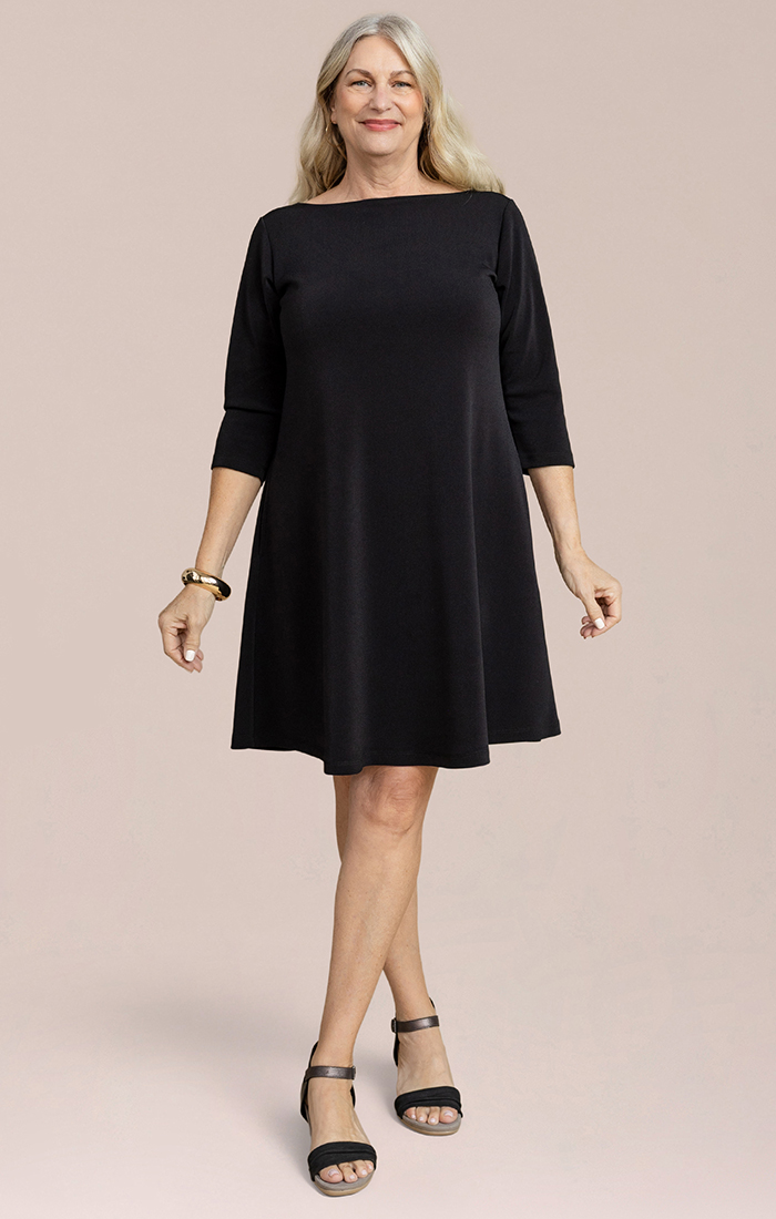 SYMPLI - Soffio Crepe Trapeze Dress 3/4 Sleeve Plus (CR2895G)