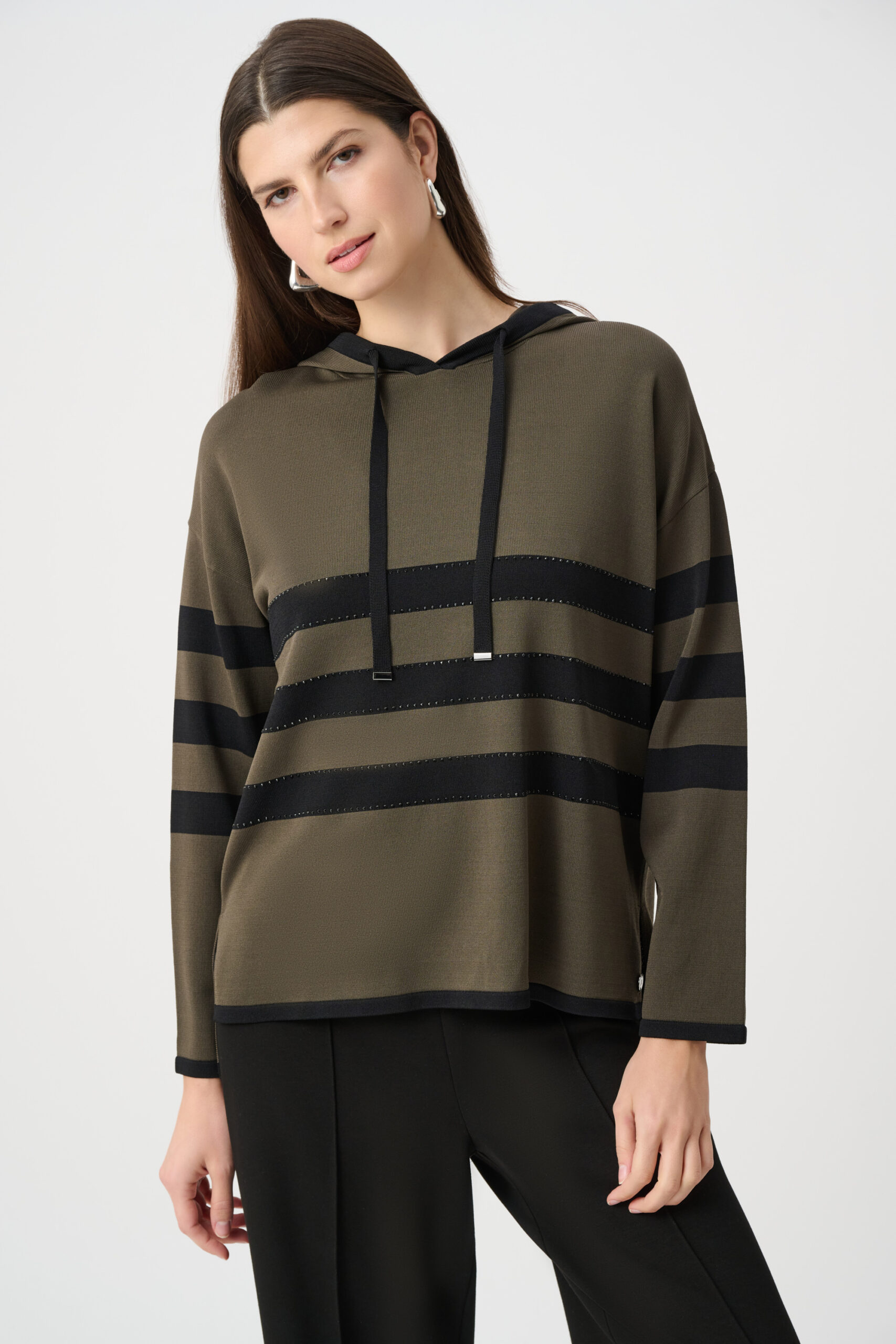 JOSEPH RIBKOFF - Sweater Knit Striped Hooded Sweater (263626)